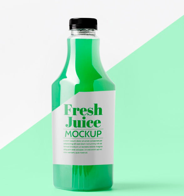 Front View Of Transparent Glass Bottle With Juice Psd