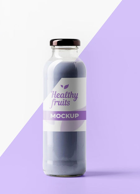 Front View Of Transparent Juice Bottle Psd