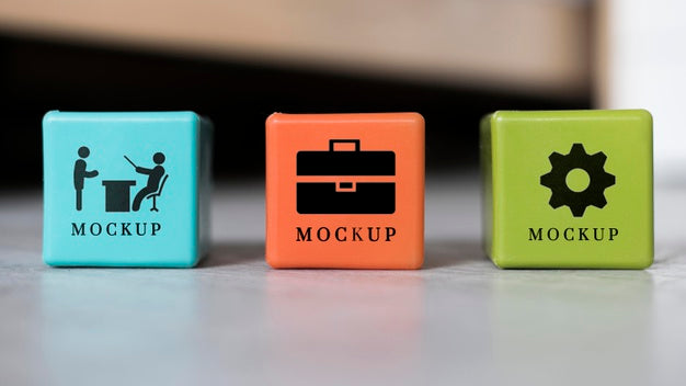 Front View Of Various Business Cubes Psd