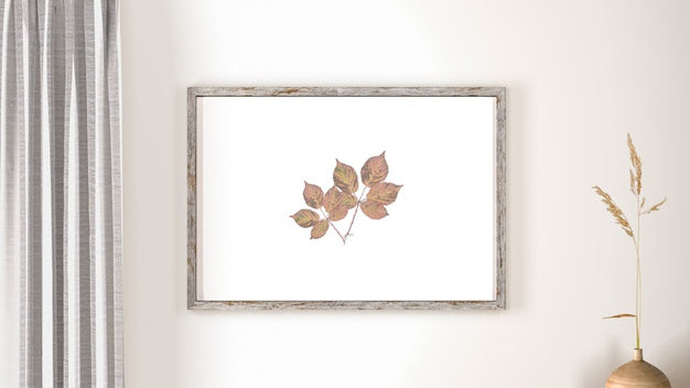 Front View Of Wall Decor With Frame And Vase Psd