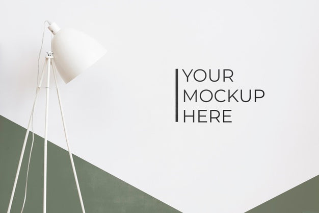 Front View Of Wall With Lamp Mock-Up For Interior Decoration Psd