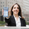 Front View Of Woman Holding A Smartphone Mock-Up Psd