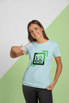 Front View Of Woman Pointing At The T-Shirt She'S Wearing Psd