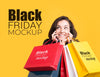 Front View Of Woman With Black Friday Concept Psd