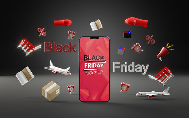 Front View Offers For Black Friday Dark Background Psd