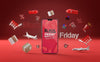 Front View Offers For Black Friday Red Background Psd