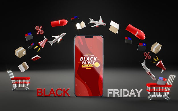 Front View Offers Mock-Up Black Background Psd