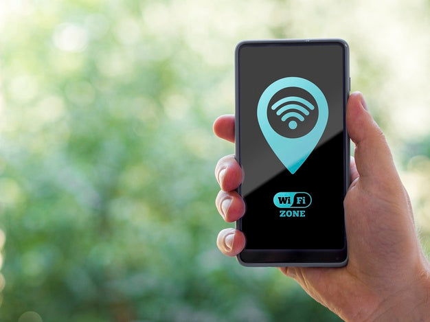 Front View Phone With Wi-Fi 5G With Blurred Background Psd