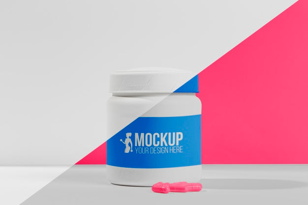 Front View Pills Gym Mock-Up Concept Psd