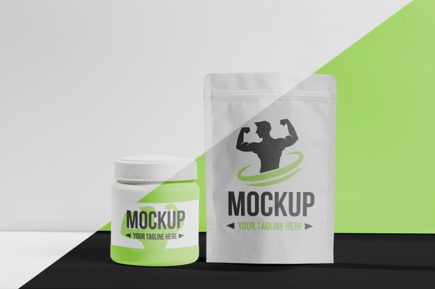 Front View Protein Pills And Powder For Men Psd