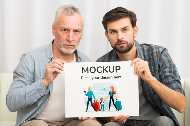 Front View Senior Father And Son Psd