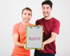 Front View Smiley Boys With Clipboard Psd