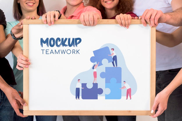 Front View Teamwork Mock-Up Psd