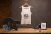 Front View White T-Shirt With Guitar And Beer Psd