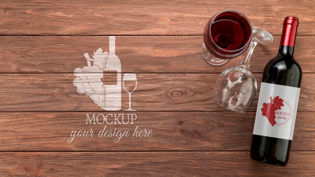Front View Wine Bottle Mock-Up With Copy-Space Psd