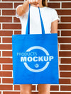 Front View Woman Holding A Plain Blue Bag Psd
