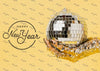 Front View Woman Holding Disco Ball With New Year Lettering Psd