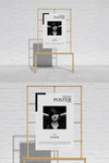 Front View Wooden Stand Poster Mockup For Branding