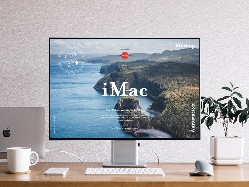 Front View Workstation Imac Mockup