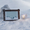 Frozen Candle Beside Frame With Winter Theme Psd