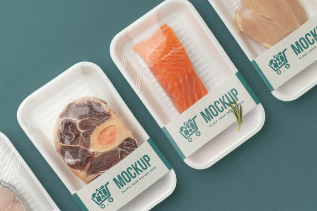 Frozen Food Arrangement With Mock-Up Packaging Psd