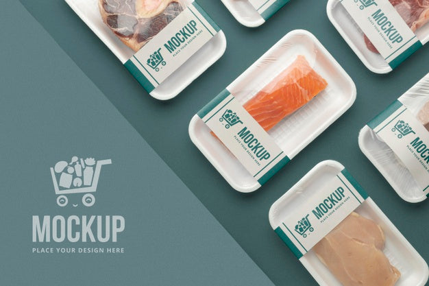 Frozen Food Arrangement With Mock-Up Packaging Psd