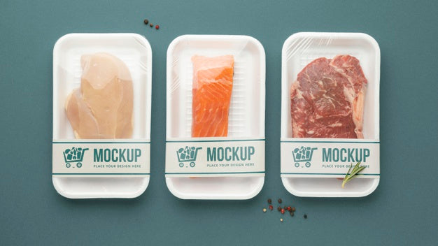 Frozen Food Arrangement With Mock-Up Packaging Psd