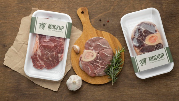 Frozen Food Assortment With Mock-Up Packaging Psd