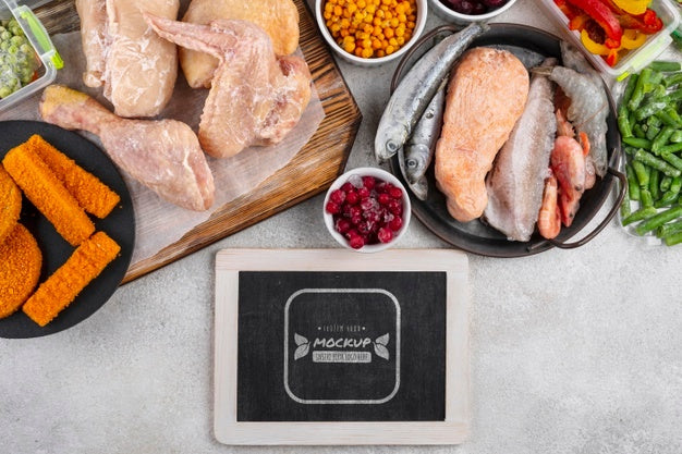 Frozen Food With Backboard Mockup Design Psd