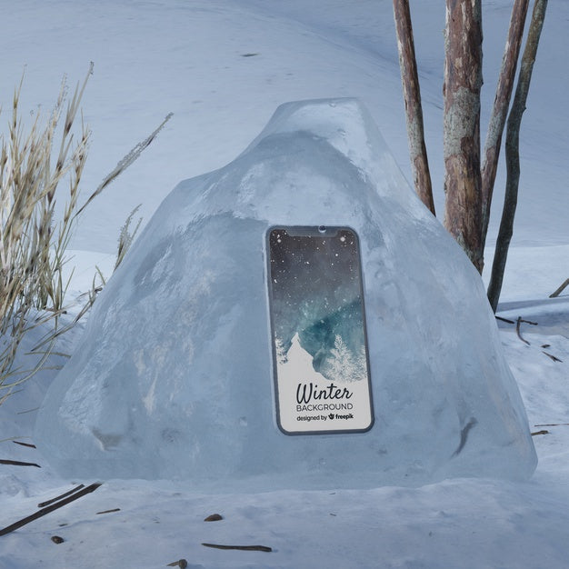 Frozen Scene With Smartphone Psd