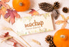Fruit And Dried Fall Leaves Mock-Up Psd