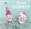 Fruit Soda Can And Bottle With Ice Cubes Psd