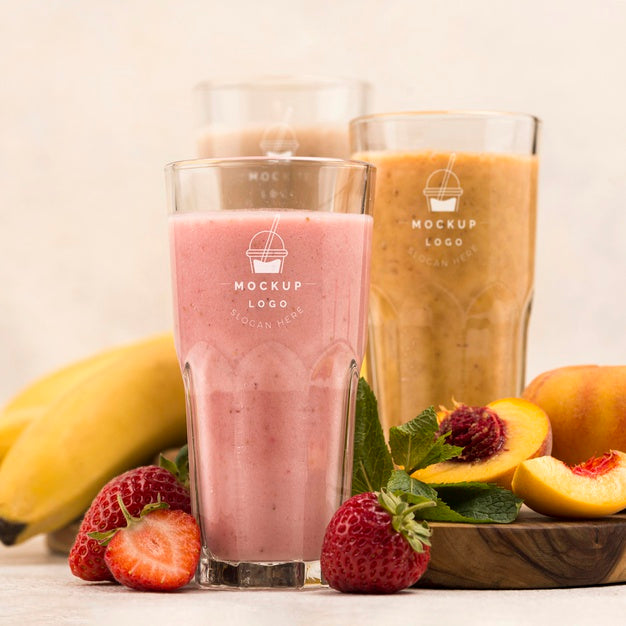 Fruit Summer Smoothies In Glasses Psd