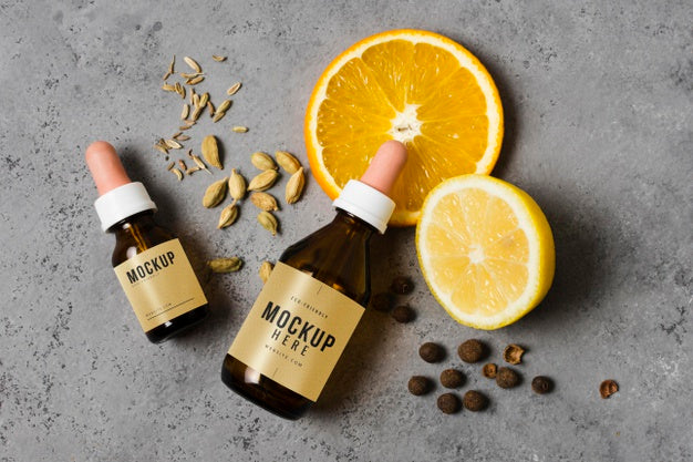 Fruits Serum Top View Psd