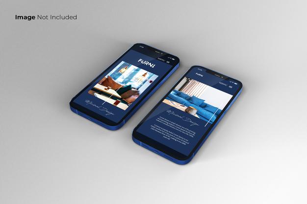 Full Screen Blue Smartphone Mockup Design Psd