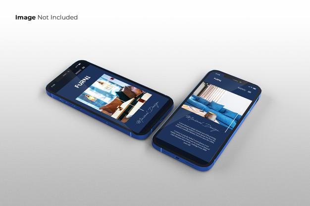 Full Screen Blue Smartphone Mockup Design Psd