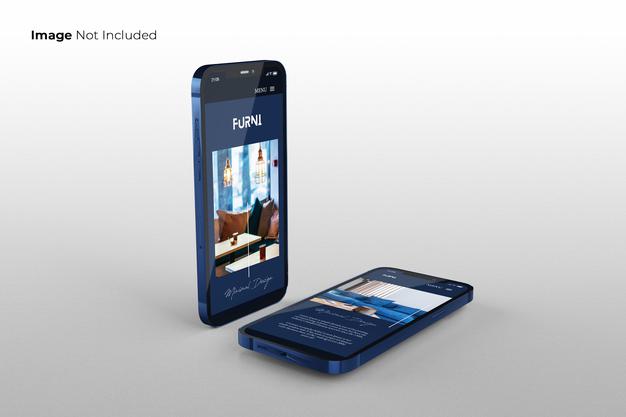 Full Screen Blue Smartphone Mockup Design Psd