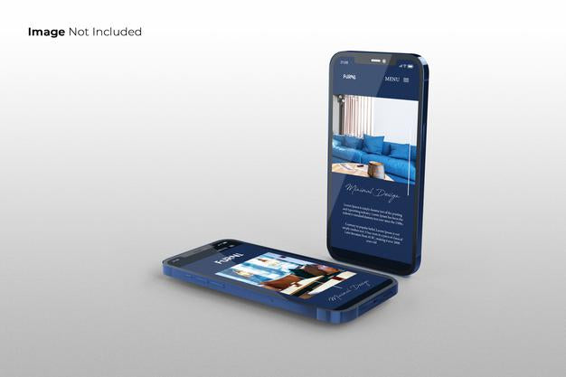 Full Screen Blue Smartphone Mockup Design Psd