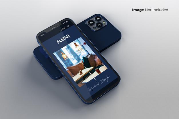 Full Screen Blue Smartphone Mockup Design Psd