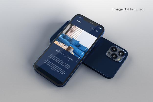 Full Screen Blue Smartphone Mockup Design Psd