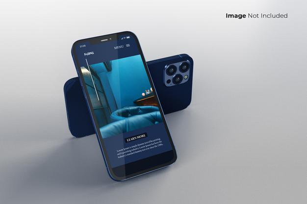 Full Screen Blue Smartphone Mockup Design Psd