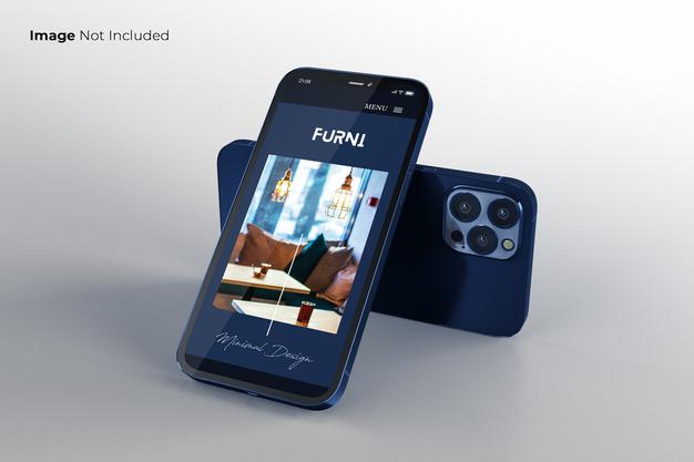 Full Screen Blue Smartphone Mockup Design Psd