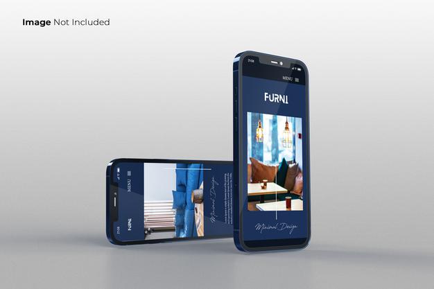 Full Screen Blue Smartphone Mockup Design Psd