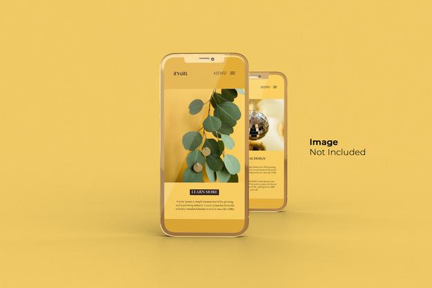 Full Screen Gold Smartphone Mockup Design Psd