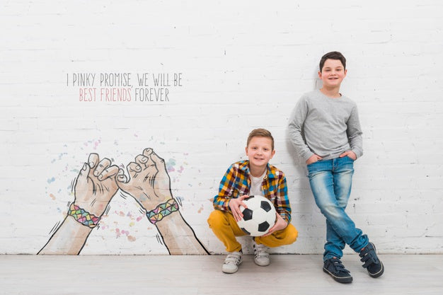Full Shot Kids With Ball Outdoors Psd
