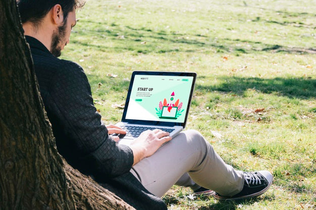 Full Shot Man Navigating Psd