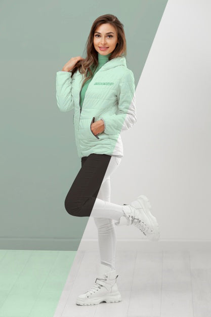 Full Shot Model Wearing Winter Clothes Psd