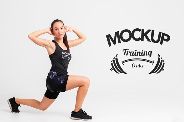 Full Shot Woman Training Mock-Up Psd
