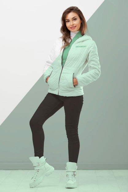 Full Shot Woman Wearing Winter Clothes Psd