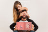 Funny Couple Holding Open Book Psd